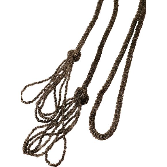 Vintage Necklace 1920's Flapper Style Glass Beaded Tassel Long 62" (Gg274) - Picture 3 of 4